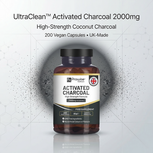 UltraClean™ Activated Charcoal 2000mg | High‑Strength Coconut Charcoal | 200 Vegan Capsules | UK‑Made | Advanced Purity Formula